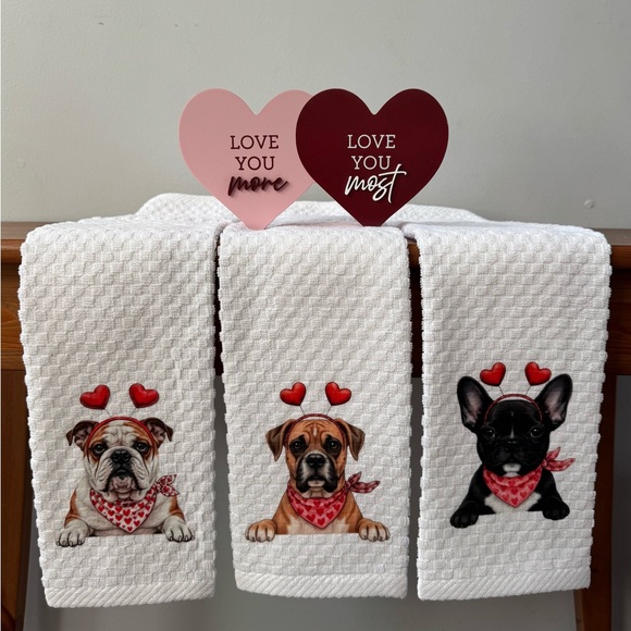 Valentine Dog Breed Kitchen Dish Towel - Picture 1 of 11